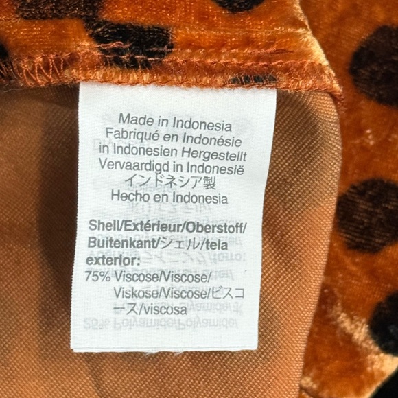 Madewell Velvet Memento Leopard Dot Ruffle Sleeve Top XL Burnt Orange Brown - Picture 9 of 13